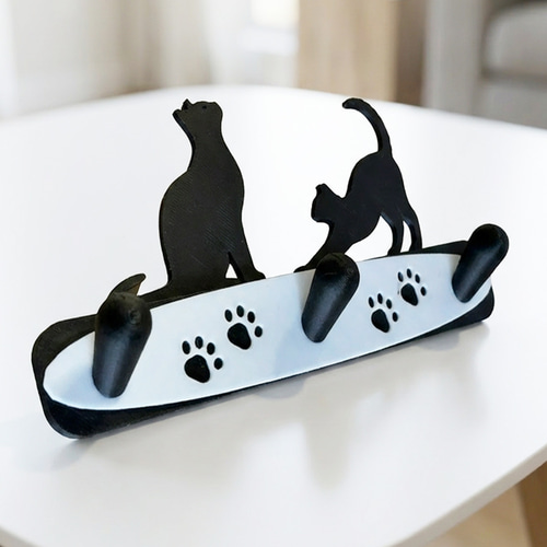 猫のマグネットフック｜玄関ドア・冷蔵庫の鍵かけ・マスク掛け｜3D