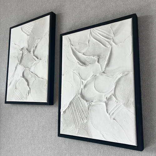 絵画　テクスチャーアート　現代アート　パネル　インテリア　モダン　白　シンプル 現代アート 2枚セット テクスチャーアート モダン アートパネル