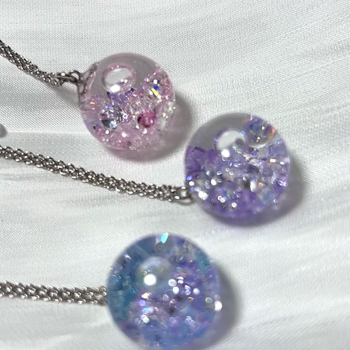♡春の夢 桜の雫ネックレス♡〜＊スワロフスキー＊スノードーム