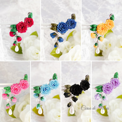 ♡ハンドメイド♡ビジューピアスorイヤリング№371 ピンクのばらとビジューのピアス/イヤリング つまみ細工 正絹羽二重
