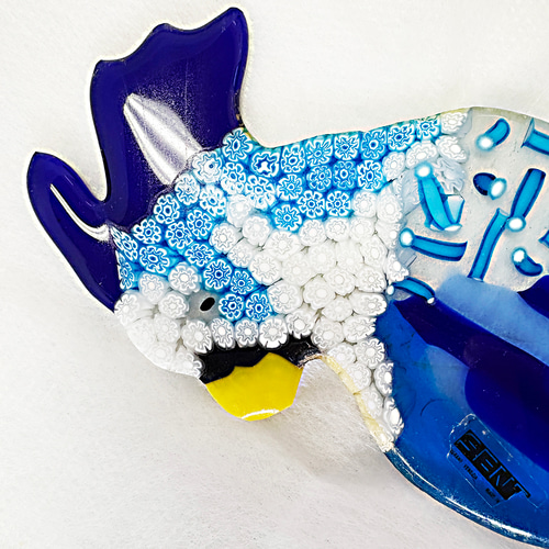 ヴィンテージガラス工芸品アートオブジェ ヴィンテージ】ムラーノガラス 鳥 オブジェ 大型36cm ミルフィオリ