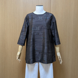 SOLD 着物リメイク ブラウス 大島紬 FREE SIZE ブラウス さらあお 通販