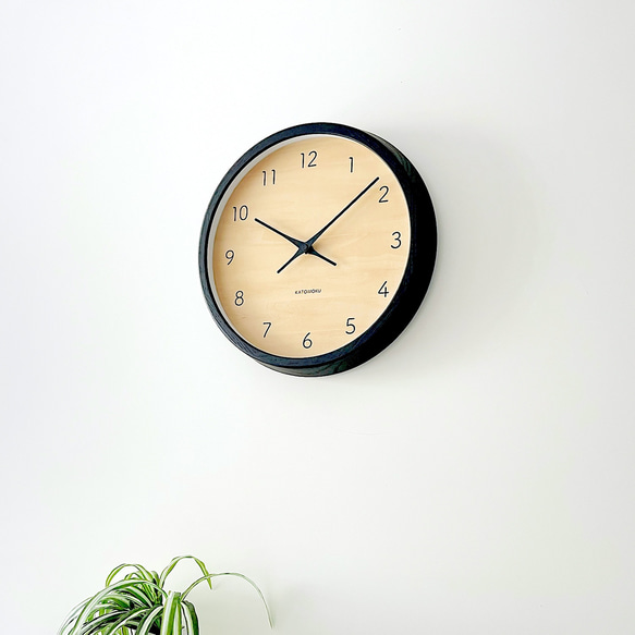 KATOMOKU muku clock 7 km-83BK ブラック 掛け時計 木製 静か オシャレ 3枚目の画像