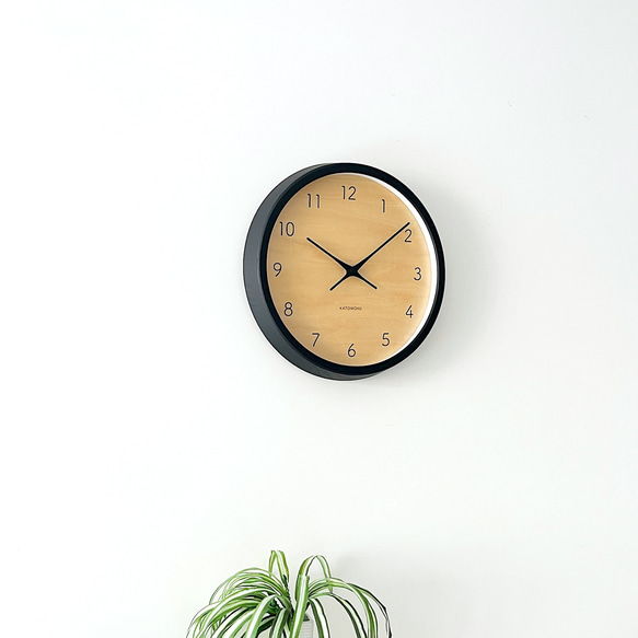 KATOMOKU muku clock 7 km-83BK ブラック 掛け時計 木製 静か オシャレ 4枚目の画像
