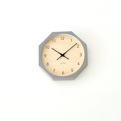 KATOMOKU muku clock 7 八角形 グレー シナ文字盤 km-83GR8 掛け時計 木製 静か 1枚目の画像