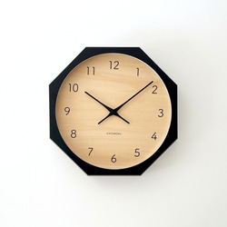 KATOMOKU muku clock 7 八角形 ブラック シナ文字盤 km-83BK8 掛け時計 木製 静か 4枚目の画像