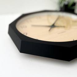 KATOMOKU muku clock 7 八角形 ブラック シナ文字盤 km-83BK8 掛け時計 木製 静か 7枚目の画像