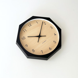 KATOMOKU muku clock 7 八角形 ブラック シナ文字盤 km-83BK8 掛け時計 木製 静か 5枚目の画像