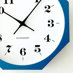 KATOMOKU muku clock 12 八角形 ブルー km-97BL8  掛け時計 木製 静か 9枚目の画像