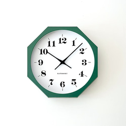 KATOMOKU muku clock 12 八角形 グリーン km-97GR8  掛け時計 木製 静か 5枚目の画像