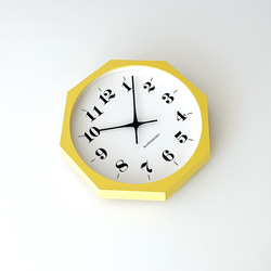 KATOMOKU muku clock 12 八角形 イエロー km-97YE8  掛け時計 木製 静か 6枚目の画像