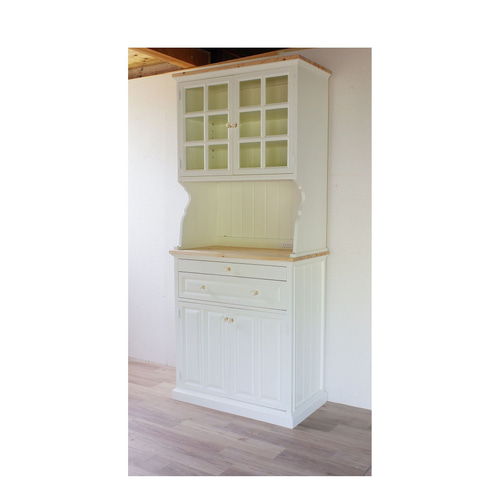 格子扉のカップボード 家具用コンセント付 チェスト・キャビネット