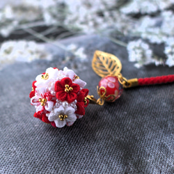 ❁つまみ細工正絹着物桜パステル＆とんぼ玉根付けストラップ❁帯飾り