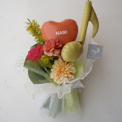 【予約販売】選べる３色 名入れ無料 フレッシュフラワー バルーンブーケ 生花 花束 母の日 発表会 母の日ギフト2026 5枚目の画像