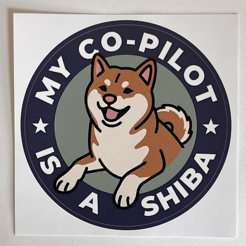 赤柴】副操縦士は柴犬！カーステッカー「MY CO-PILOT IS A SHIBA」耐水
