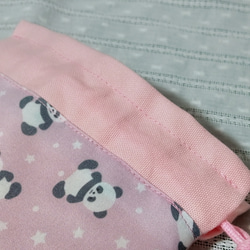 コロコロパンダとスターの丸いミニ巾着袋。飴ちゃんやリップポーチに（丸い巾着）（ミニ巾着） 2枚目の画像