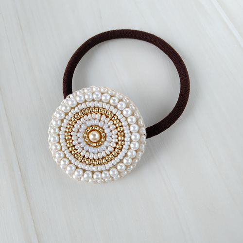 ＊ビジュービーズ刺繍ヘアゴム＊ ビーズ刺繍◇ヘアゴム 002 ヘアゴム isoa/イソア 通販 2062149｜Creema