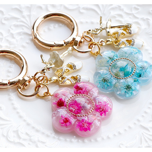 お花型 【全5色】 キーホルダー ストラップ 大人かわいい レジン