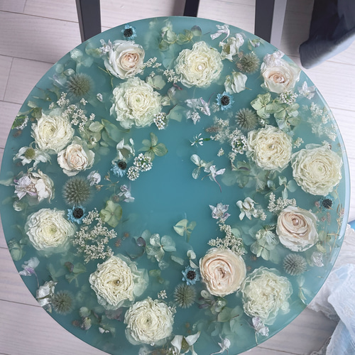 【ハンドメイド】レジンのコーヒーテーブル flower stool ❉ レジン スツール チェア サイドテーブル コーヒー