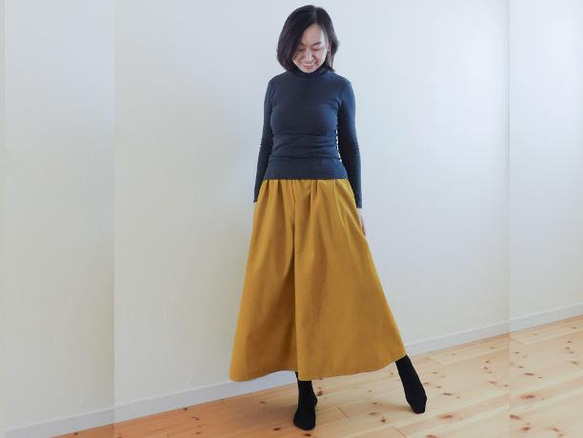◆お試し価格◆ガウチョパンツ◆　コットンダブルガーゼ・ベージュ 3枚目の画像