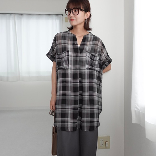 SALE/SS新作】サラッと涼やかに決まる！軽やかチェック柄シアー