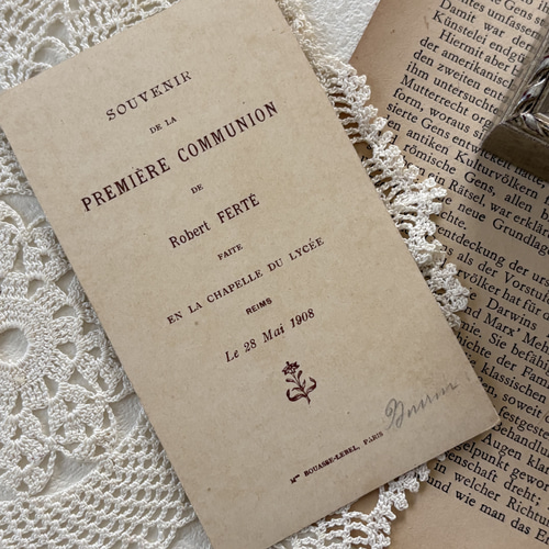 フランスアンティーク Holy Card ホーリーカード 聖杯 キリスト 1908年