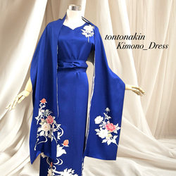 送料無料 夏‼︎ 藍染 有松鳴海絞り 新品 浴衣 着物 リメイク ロング