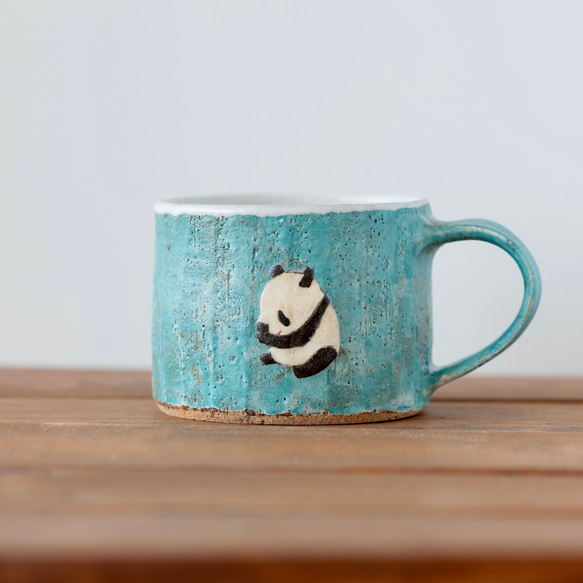 受注制作 ◼️PANDA MUG パンダマグ ブルー◼️ マグカップ 羽生窯