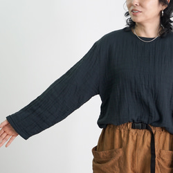 ショートガーゼロンT/ブラック/知多木綿3重ガーゼ 4枚目の画像