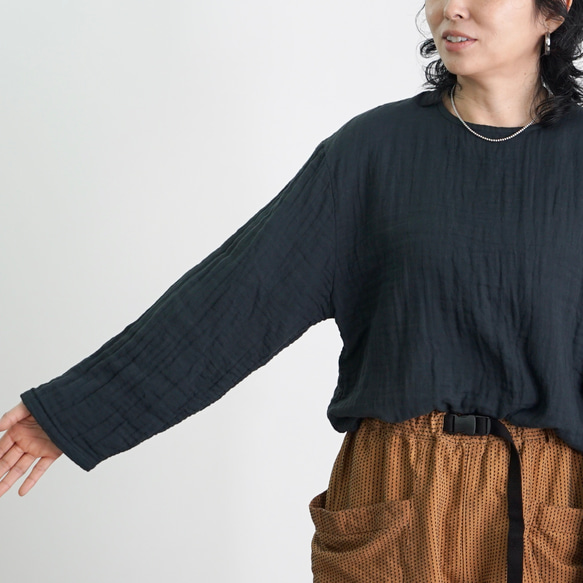 ショートガーゼロンT/ブラック/知多木綿3重ガーゼ 4枚目の画像