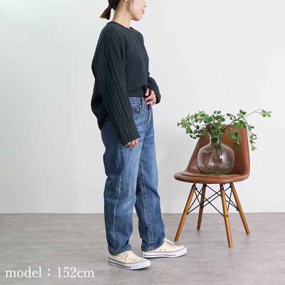 ショートガーゼロンT/ブラック/知多木綿3重ガーゼ 9枚目の画像