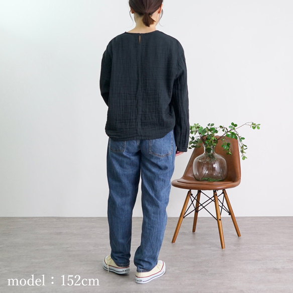 ショートガーゼロンT/ブラック/知多木綿3重ガーゼ 10枚目の画像