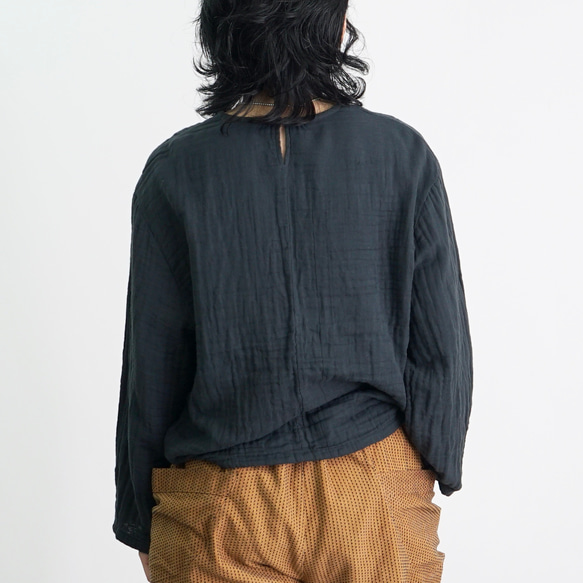 ショートガーゼロンT/ブラック/知多木綿3重ガーゼ 3枚目の画像