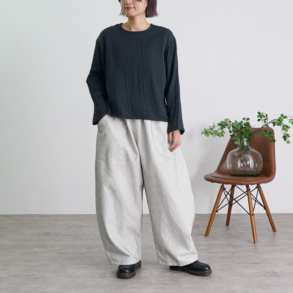 ショートガーゼロンT/ブラック/知多木綿3重ガーゼ 7枚目の画像