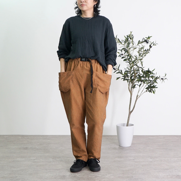 ショートガーゼロンT/ブラック/知多木綿3重ガーゼ 5枚目の画像