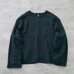 ショートガーゼロンT/ブラック/知多木綿3重ガーゼ 6枚目の画像