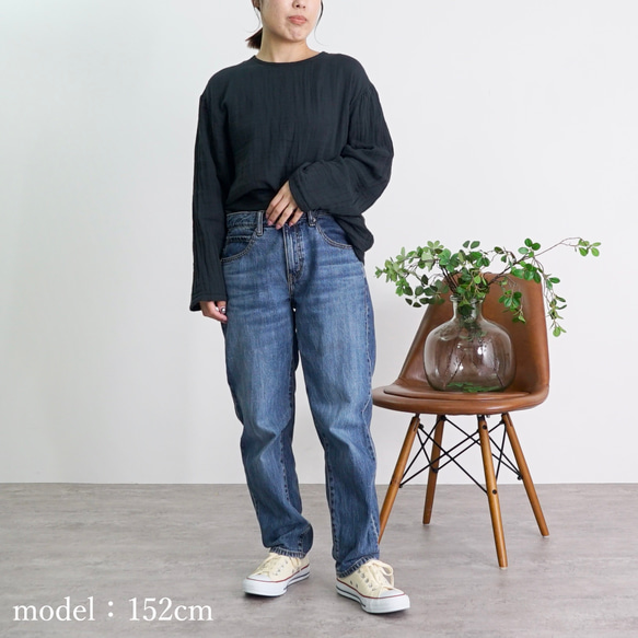 ショートガーゼロンT/ブラック/知多木綿3重ガーゼ 8枚目の画像