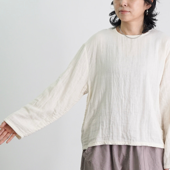 ショートガーゼロンT/生成り/知多木綿3重ガーゼ 4枚目の画像