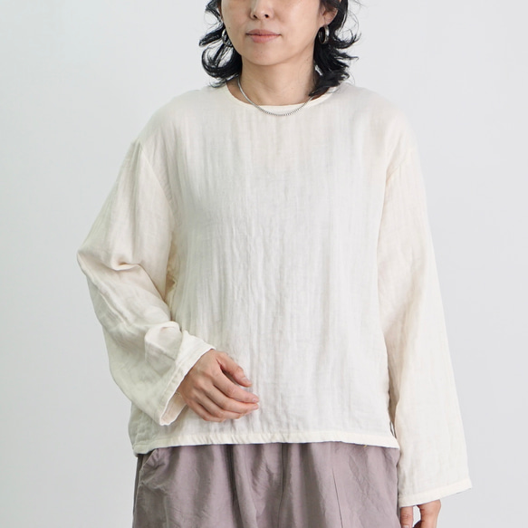 ショートガーゼロンT/生成り/知多木綿3重ガーゼ 1枚目の画像