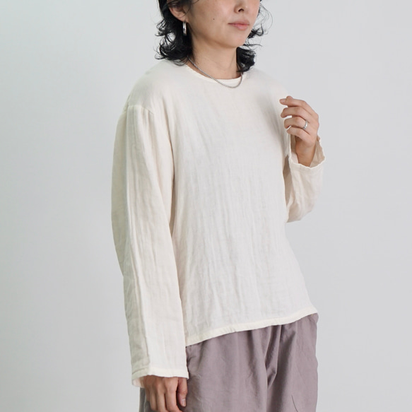 ショートガーゼロンT/生成り/知多木綿3重ガーゼ 2枚目の画像