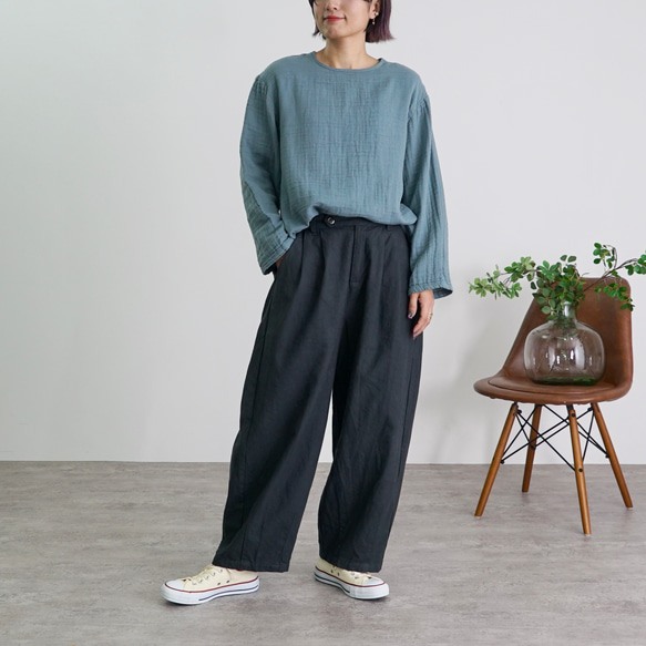 ショートガーゼロンT/ミストブルー/知多木綿3重ガーゼ 7枚目の画像