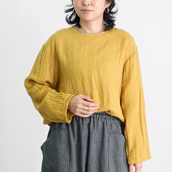 ショートガーゼロンT/イエロー/知多木綿3重ガーゼ 1枚目の画像
