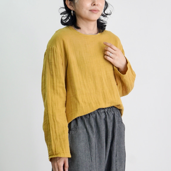 ショートガーゼロンT/イエロー/知多木綿3重ガーゼ 2枚目の画像