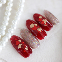 ネイルチップオーダーピンクチークラメミニハートホロパール推し子供用ウィッシュコア ネイルチップオーダーピンクチークラメミニハートホロパール推し