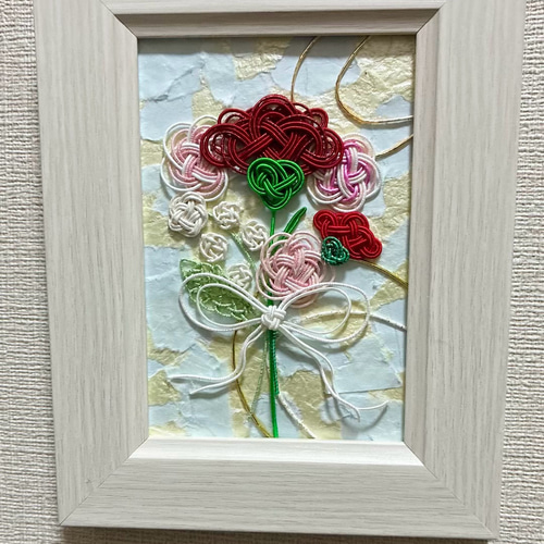 水引細工＊送料無料】カーネーションの花束＊水引フレームアート＊ 母
