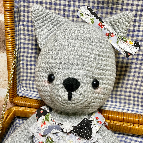 着せ替えのできるBIGあみぐるみ グレーのねこちゃん あみぐるみ さあや