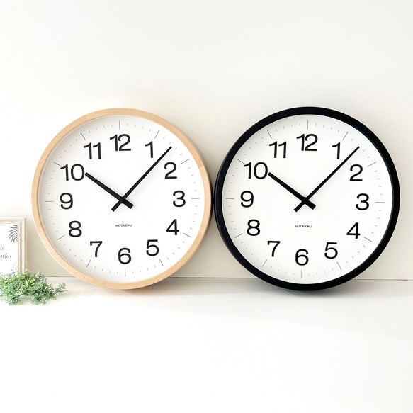 KATOMOKU muku clock 16 LL-size ブラック km-116BK 掛け時計 木製 静か 9枚目の画像