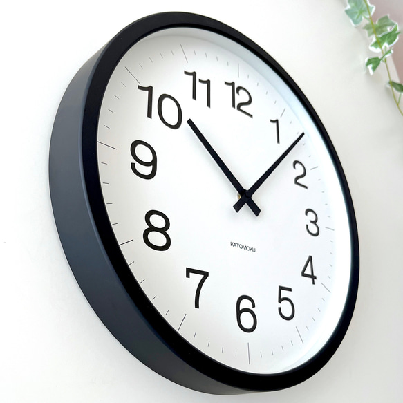 KATOMOKU muku clock 16 LL-size ブラック km-116BK 掛け時計 木製 静か 5枚目の画像