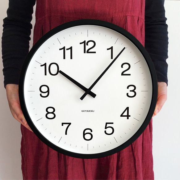 KATOMOKU muku clock 16 LL-size ブラック km-116BK 掛け時計 木製 静か 8枚目の画像