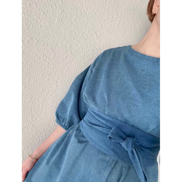 選擇您的尺寸和長度！雙向腰帶！牛仔長裙❤️寬鬆版型❤️成熟淑女風❤️淺藍色 第5張的照片